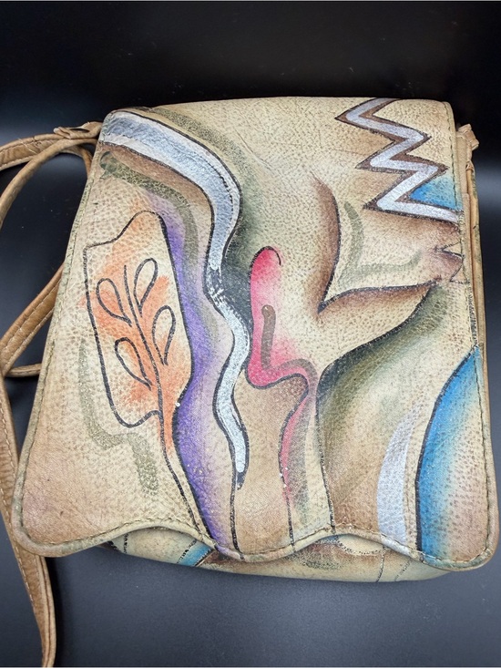 Sam Sam Handbags - Vintage Sam Sam Vintage Hand-Painted Abstract Leather Crossbody Bag